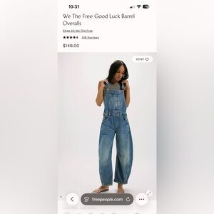 Free People Lucky you barrel overalls (a0006)